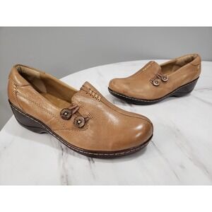 NEVER WORN Softspots SIZE 8.5 Brown Leather Slip-On Wedge Comfort Casual Shoes